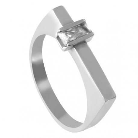 SREBRNY PIERŚCIONEK MINIMALISTYCZNY Z BIAŁĄ CYRKONIĄ SREBRO PRÓBY 925 na Arena.pl