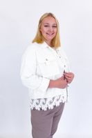 Biała Kurtka Jeansowa z Koronką UNI