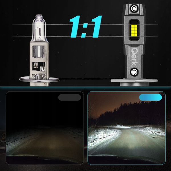 ŻARÓWKI LED H1 QERK 1 DO 1 WIĘCEJ ŚWIATŁA CAN RETROFIT IDEALNIE DOPASOWANE zdjęcie 3