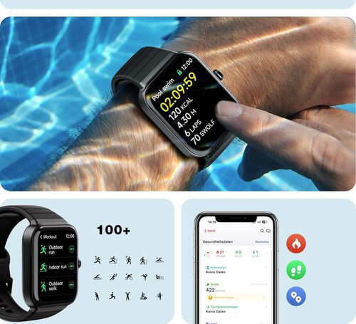 Smartwatch IDW15, Bluetooth, IP68, dla Android/iOS, czarny na Arena.pl