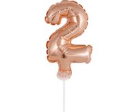 BALON FOLIOWY NA PATYCZKU 13CM GODAN CYFRA 2 RÓŻOWO ZŁOTY