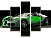 70 100CM OBRAZ 5 ELEM ZIELONE BUGATTI VEYRON DRUK PŁÓTNO