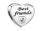 Rodowany srebrny charms pandora serce best friends cyrkonia srebro 925 PAS324