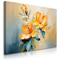 Obraz Na Płótnie Do Salonu Akwarele Barwne Kwiaty Abstrakcja 100cm x 70cm