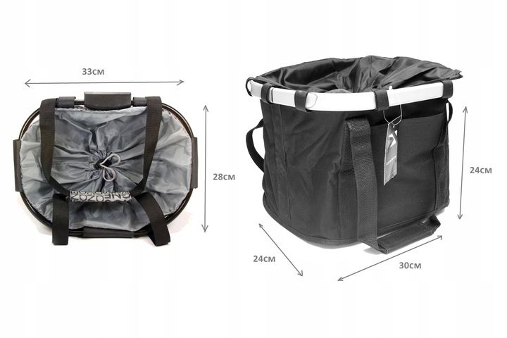 Torba KOSZYK do ROWERU rowerowy PIKNIK czarny zdjęcie 2