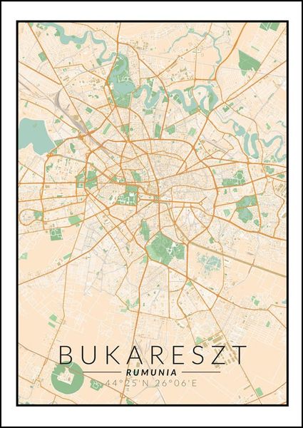Bukareszt mapa kolorowa - plakat 20x30 cm zdjęcie 1