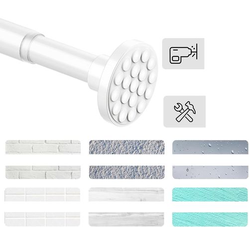 Drążek prysznicowy rozciągany bez wiercenia 160-220 cm Φ32 mm biały na Arena.pl
