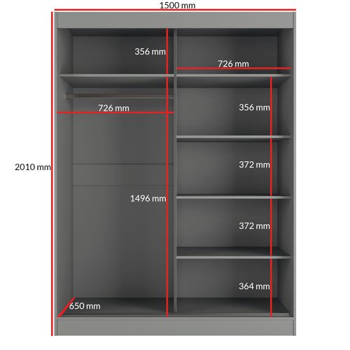 Szafa przesuwna Como 2D 150 Szara (lacobel) na Arena.pl