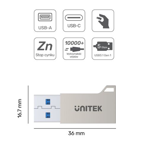 Unitek adapter USB-A na USB-C 3.1 Gen1 A1034NI na Arena.pl