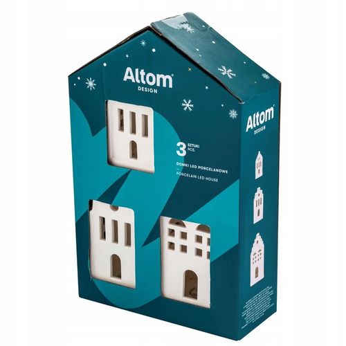 Ozdoby świąteczne Domki Led 3 szt świeczniki Altom Design Prezent Mikołajki na Arena.pl