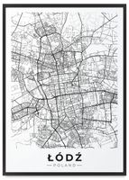 Plakat mapa miasta Łódź plan miasta 40x50 cm w czarnej ramie