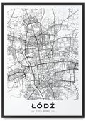 Plakat mapa miasta Łódź plan miasta 61x91 cm w czarnej ramie