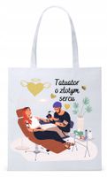 Torba Biała Eco Shopper Dla Tatuażysty Prezent Z Nadrukiem Ze Zdjęciem