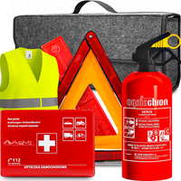 GAŚNICA 1KG TRÓJKĄT OSTRZEGAWCZY ETUI KAMIZELKA APTECZKA TORBA DO BAGAŻNIKA