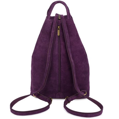 VERA PELLE plecak damski zamszowy trójkątny z suwakiem V010 c.fioletowy na Arena.pl