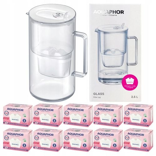 Dzbanek szklany filtrujący do wody Aquaphor Glass biały 10 filtrów na Arena.pl