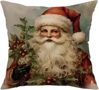 Poszewka Świąteczna na Poduszkę Boże Narodzenie Mikołaj Bawełna Len 45x45