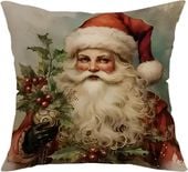 Poszewka Świąteczna na Poduszkę Boże Narodzenie Mikołaj Bawełna Len 45x45