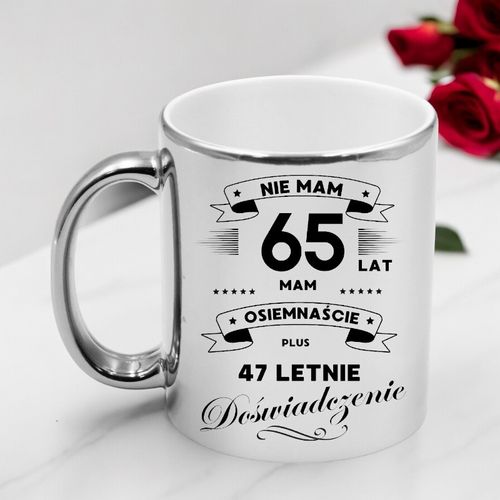 KUBEK SREBRNY PREMIUM PREZENT NA 65 URODZINY ORYGINALNY UPOMINEK na Arena.pl
