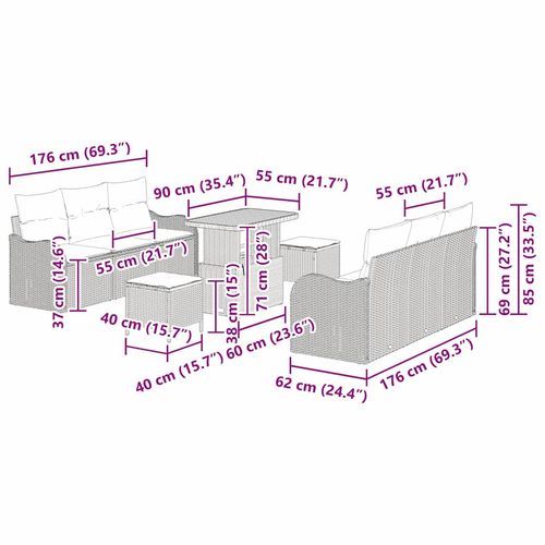 Zestaw Sof na Ogród 9 pcs Beżowy polirattan na Arena.pl