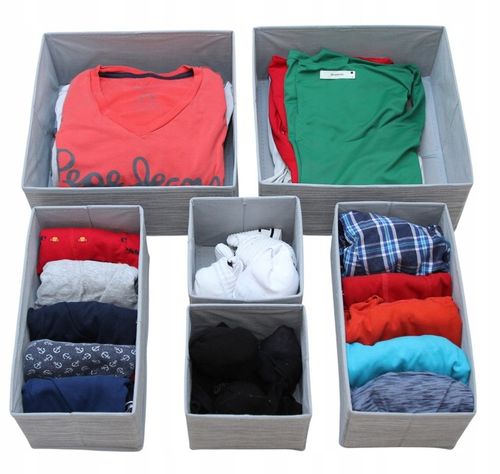 ZESTAW 6 ORGANIZERÓW ORGANIZER NA BIELIZNĘ DO SZUFLADY SZAFY POJEMNIKI na Arena.pl