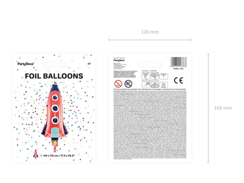 Balon foliowy rakieta 44x115 cm zdjęcie 3