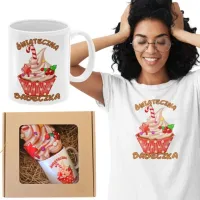 PREZENT ZESTAW DLA ŻONY DZIEWCZYN ŚWIĄTECZNY KUBEK+ KOSZULKA POD choinkę