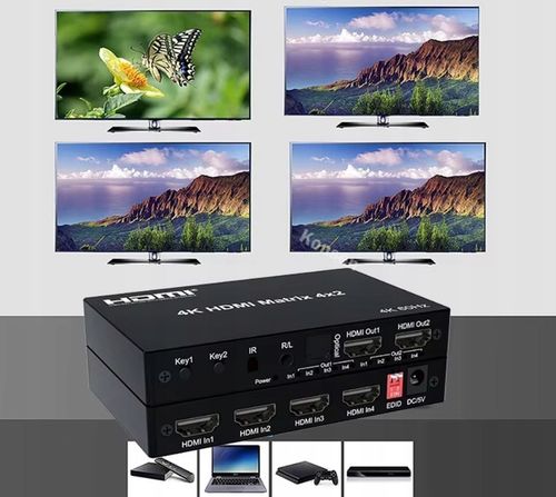 Matrix HDMI Switch Splitter 4x2 4K HDCP Rozdzielacz Toslink Jack + Pilot IR na Arena.pl