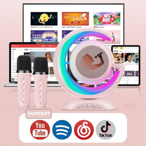 Bezprzewodowy Zestaw do Karaoke Głośnik Bluetooth + 2 Mikrofony dla Dzieci na Arena.pl