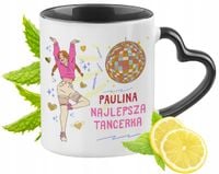 Kubek Czarny Z Uszkiem W Kształcie Serca Dla Pauliny Idealny Na Prezent