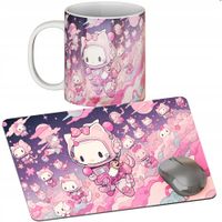 ZESTAW KUBEK + PODKŁADKA - KITTY KUROMI MELODY - PREZENT WIELE WZORÓW+ IMIĘ