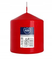 Świeca parafinowa Bezzapachowa Aura Bispol czerwona 80/90