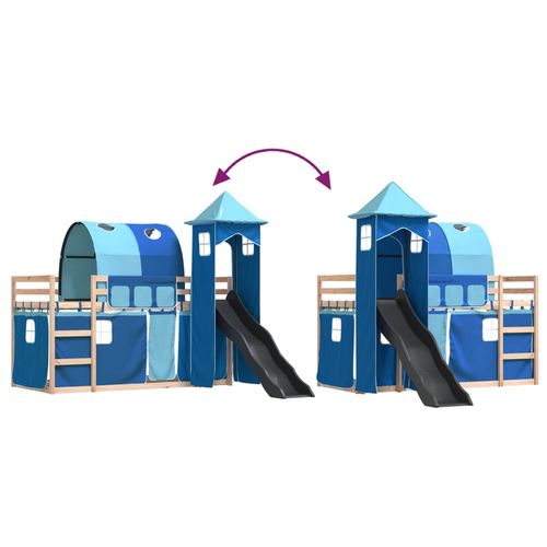 Łóżko na antresoli, ze zjeżdżalnią i zasłonkami, 90x190 cm na Arena.pl