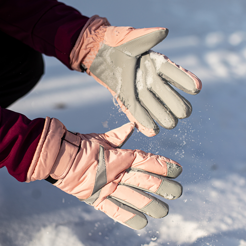 Rękawiczki Narciarskie Zimowe Na Snowboard Nart Jasno-Różowe na Arena.pl