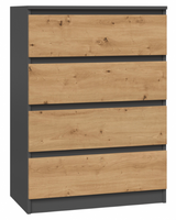 Komoda 4 Szuflady 70 cm Antracyt + Artisan MALWINA TS - 5 Kolorów