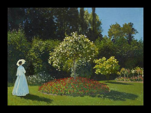 Plakat 18x13cm Lady in the Garden, Monet Vintage do Salonu na Arena.pl