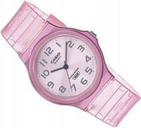 ZEGAREK DAMSKI CASIO MQ-24S-4B KLASYCZNY RÓŻOWY TRANSPARENTNY PASEK 35mm