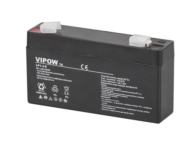 BAT0203 Akumulator żelowy VIPOW 6V 1.3Ah zdjęcie 1