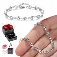 BRANSOLETKA Srebrna Damska DIAMENTOWANA Srebro 925 Włoska Serce CYRKONIA