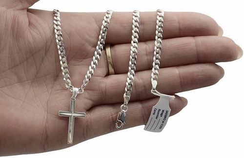 Łańcuszek Męski Srebrny Pancerka 3,80 mm z Krzyżykiem pr 925 Grawer Gratis na Arena.pl