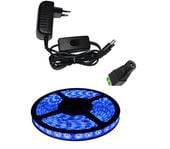 Taśma LED 5m 60/m SMD 3528 niebieska+zasilacz z wyłącznikiem-zestaw
