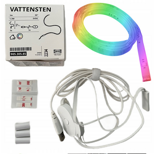 Listwa taśma oświetleniowa LED 1m wielokolorowa RGB IKEA VATTENSTEN USB zdjęcie 2