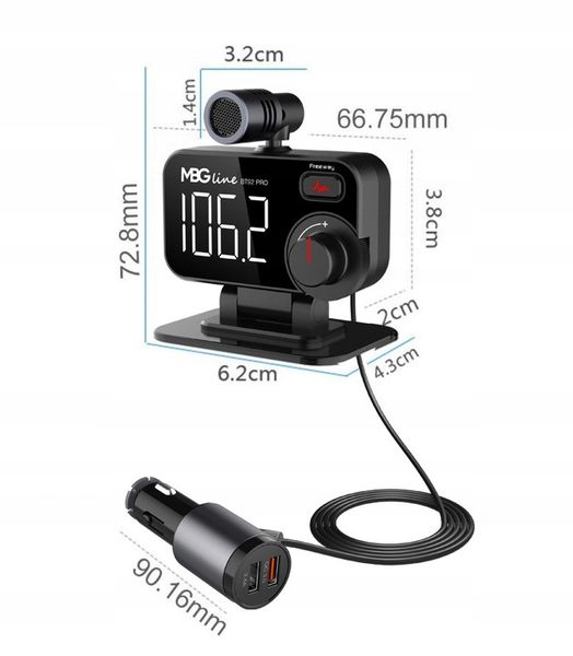 Transmiter FM Bluetooth 5.0 ładowarka USB QC 3.0 zdjęcie 15