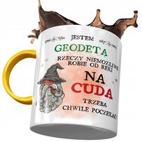 Kubek Żółty Dla Geodety Na Cuda Trzeba Chwilę Z Nadrukiem Ze Zdjęciem