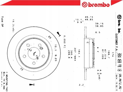 TARCZA HAM TYL 300X10 P BREMBO na Arena.pl