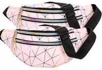Geometryczna Nerka Saszetka Biodrówka Odblaskowa  R9_Różowy