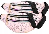 Geometryczna Nerka Saszetka Biodrówka Odblaskowa  R9_Różowy