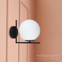Ścienna LAMPA szklana CONDI MBM-7475/1 BL MDECO loftowa OPRAWA kinkiet kula ball grafitowa biała