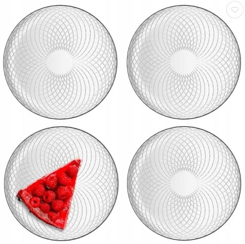 Szklane TALERZYKI Deserowe NA CIASTO Przekąski 4x17 cm Przezroczyste zdjęcie 1