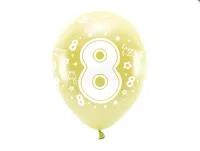 Balony Eco 33 cm, Cyfra 8, jasny złoty